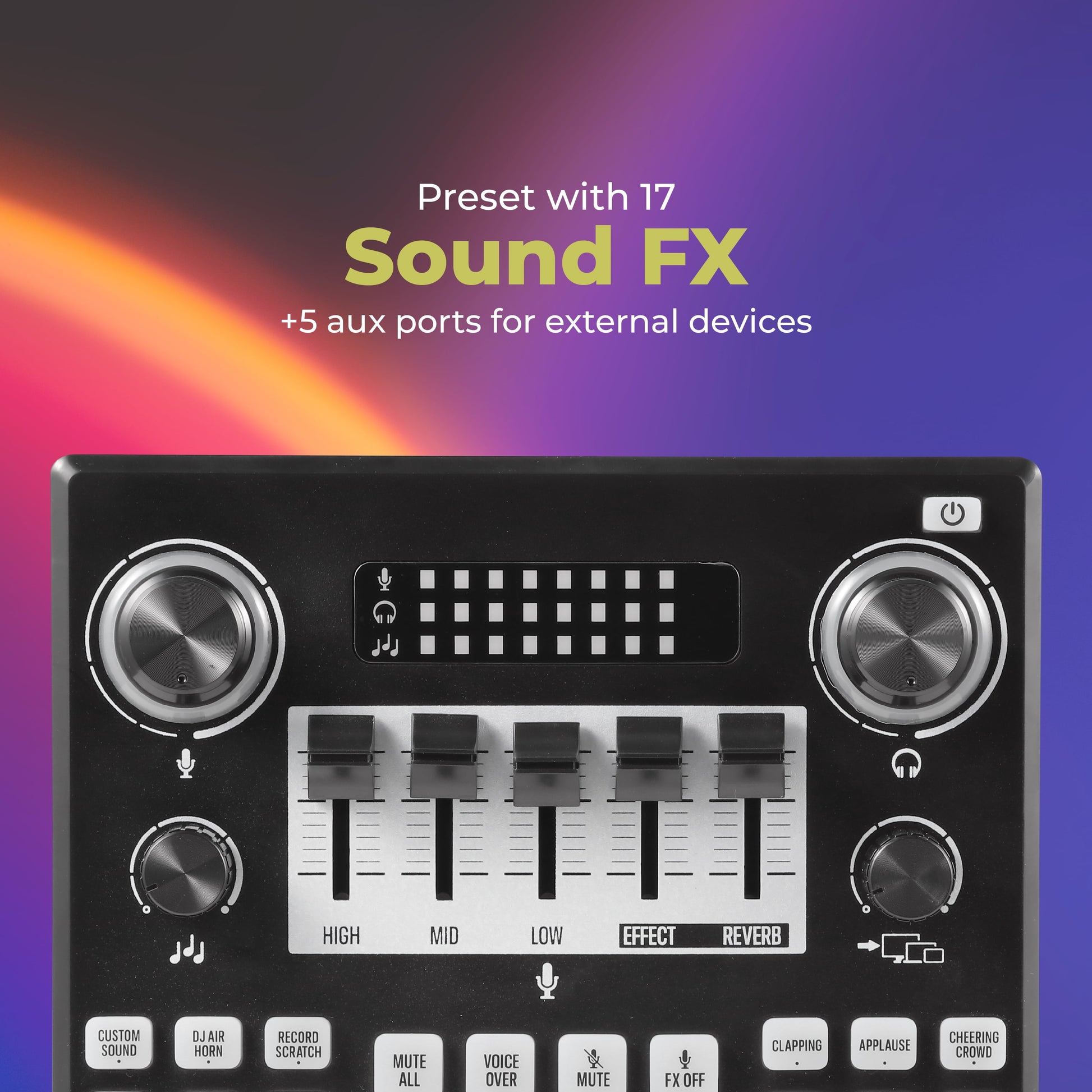 Audio Mixer, Multiple Sound Pads & Effects for Vlogging, Black