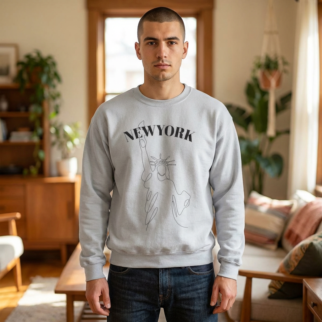 New York Statue of Liberty Sweatshirt — Minimal Line Art Crewneck
