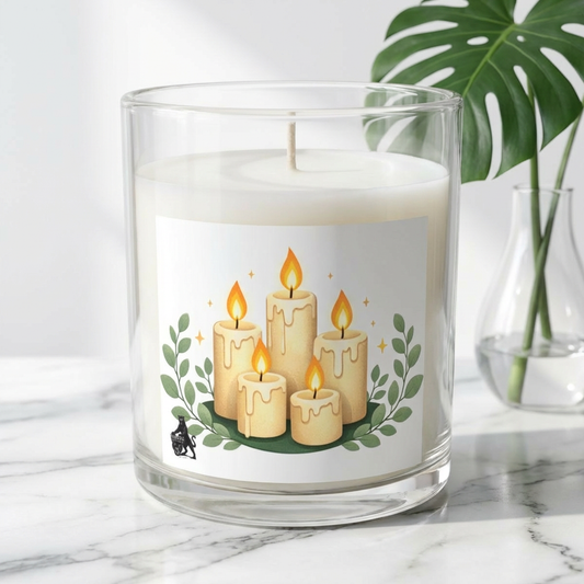 Soy Glass Candle — Cozy Lit Candles Illustration (11 oz)