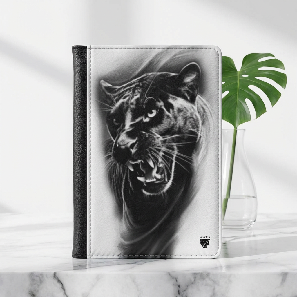 Panther Roar Passport Cover — Black Cat Travel Document Holder