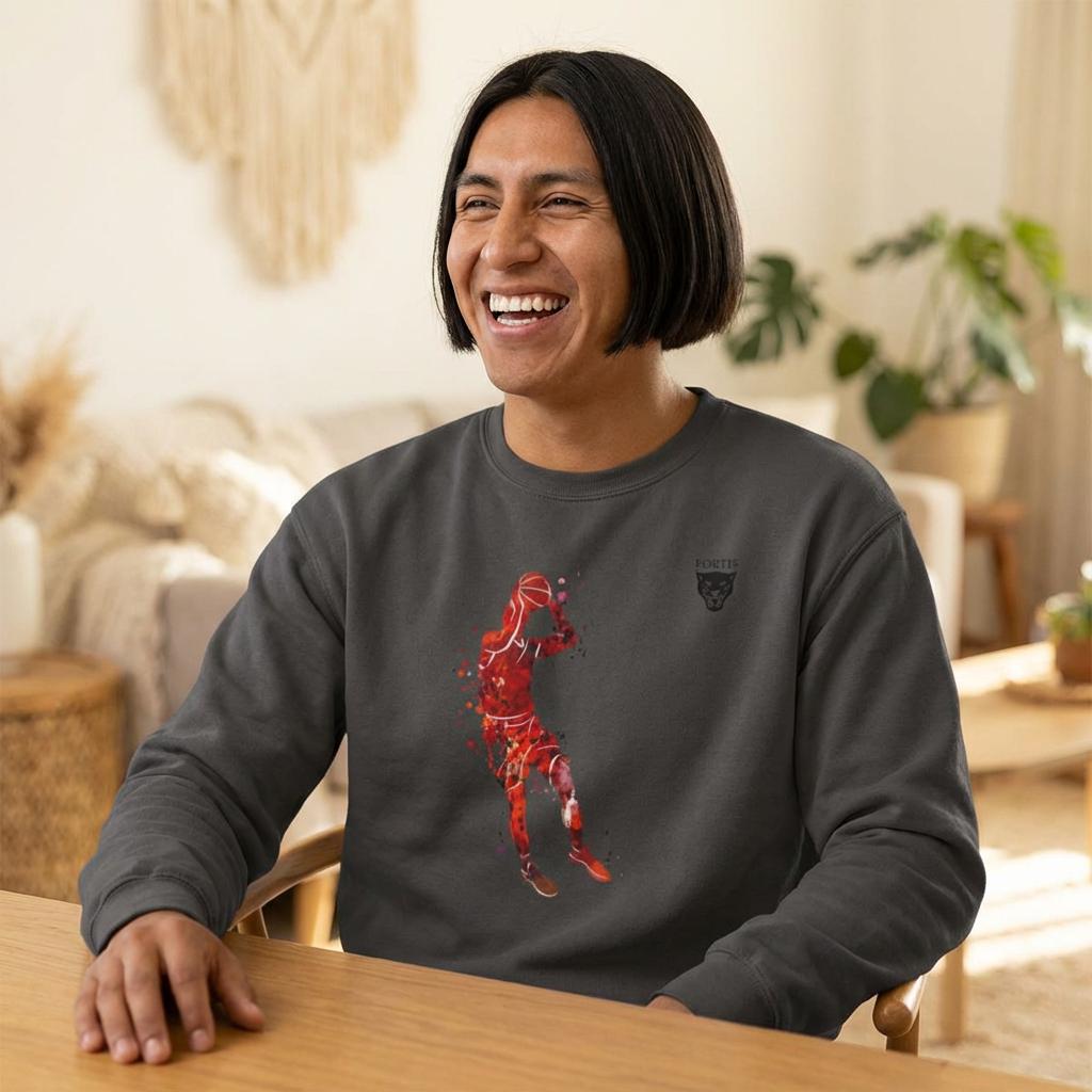 Basketball Champion Sweatshirt — Red Silhouette Shooter Crewneck