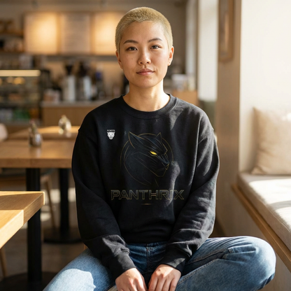 Panthrix Black Crewneck Sweatshirt — Panther Logo Athletic Streetwear