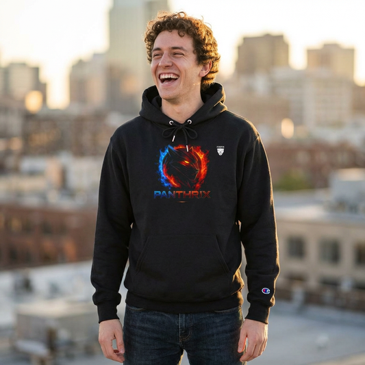 Fire & Ice Panther Hoodie — Gamer Graphic Champion Hoodie