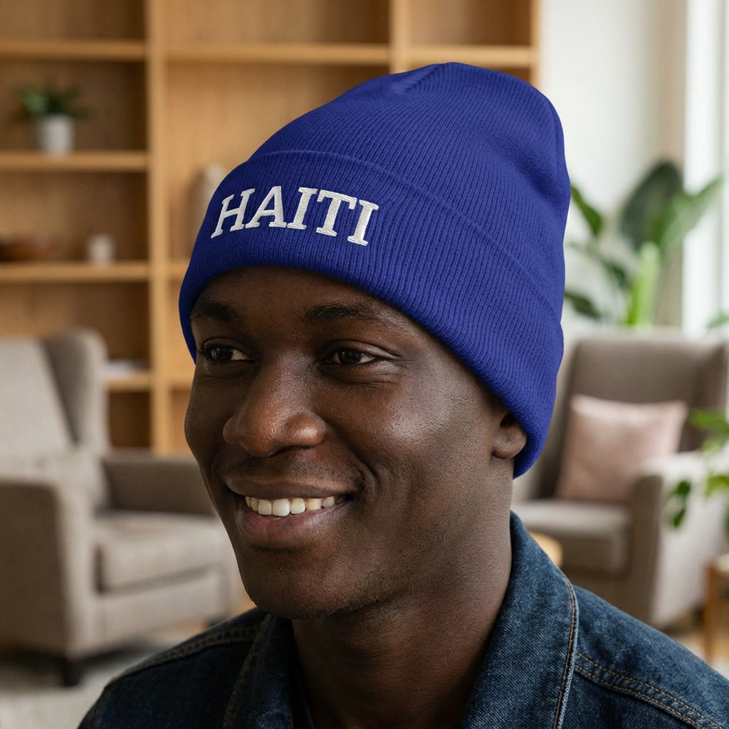 Haiti Embroidered Cuffed Beanie