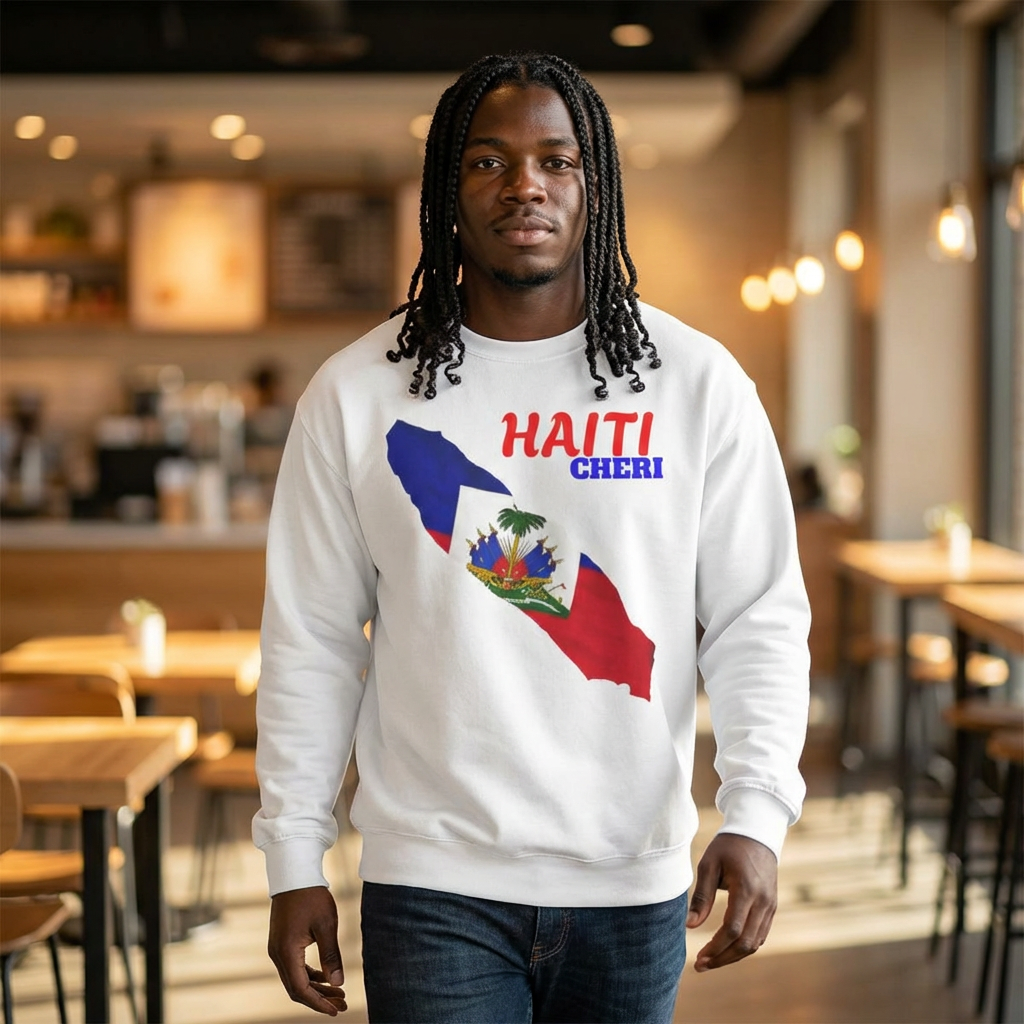 Haiti Cheri Sweatshirt — Haitian Flag Map Crewneck