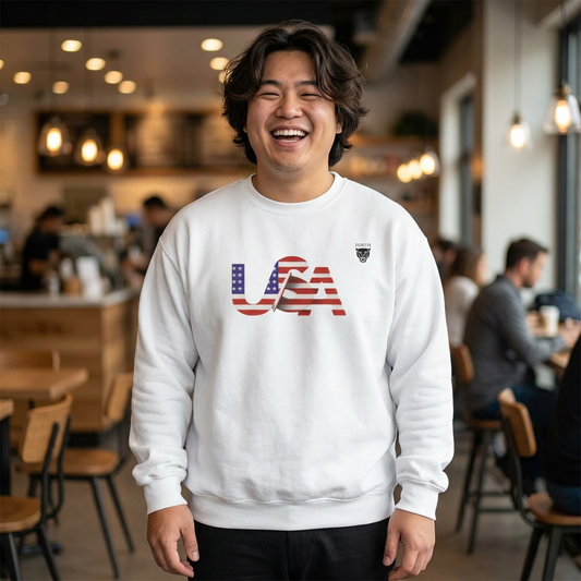 USA Flag Crewneck Sweatshirt - Patriotic American Pride Pullover