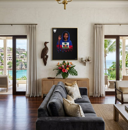 Haitian Flag Drip Canvas
