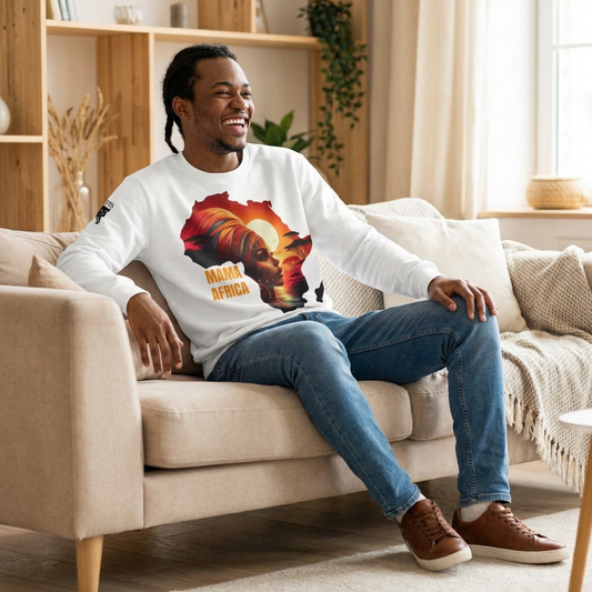 Mama Africa Sweatshirt — African Heritage Sunset Portrait Crewneck