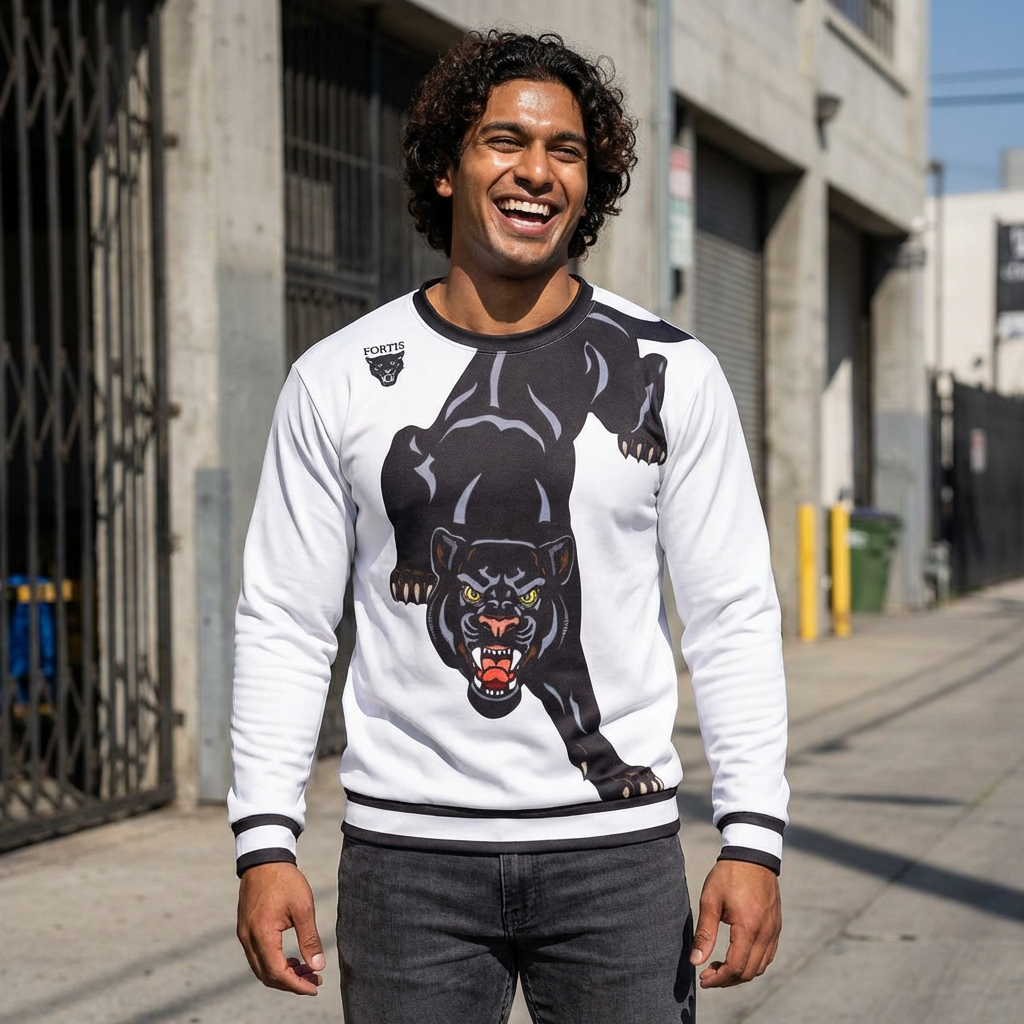 Panther Graphic Sweatshirt – Vintage Black Panther All-Over Print