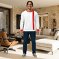 Fortis Vertical Stripe Sweatshirt — Red-Trim Crewneck
