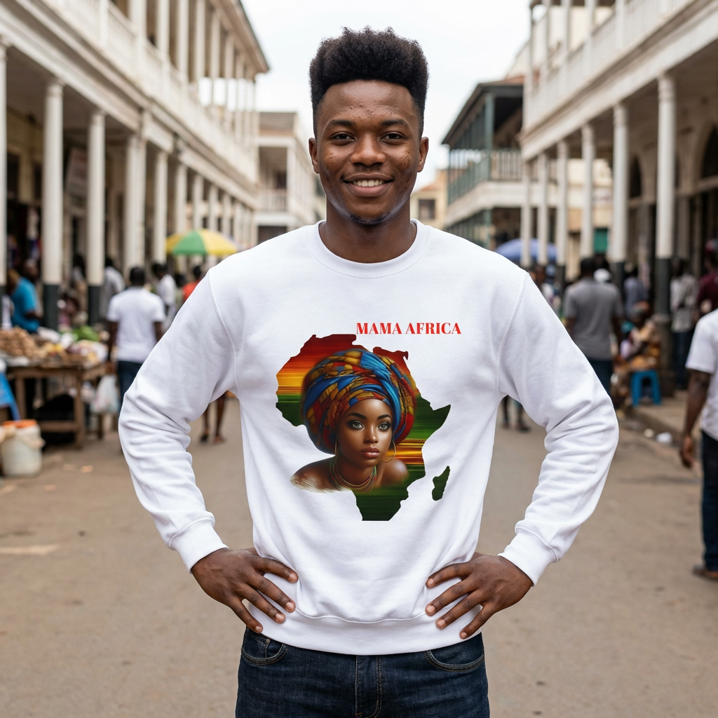 Mama Africa Sweatshirt — Afrocentric Map Portrait Crewneck