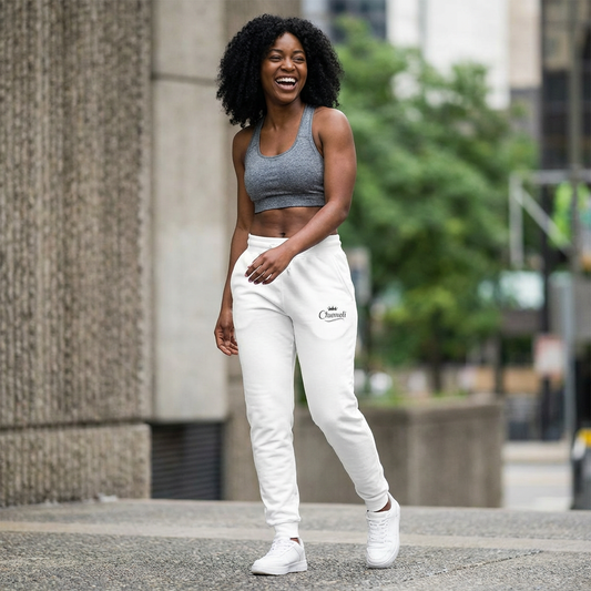 Embroidered 'Channel' Fleece Sweatpants — Cozy Casual Joggers