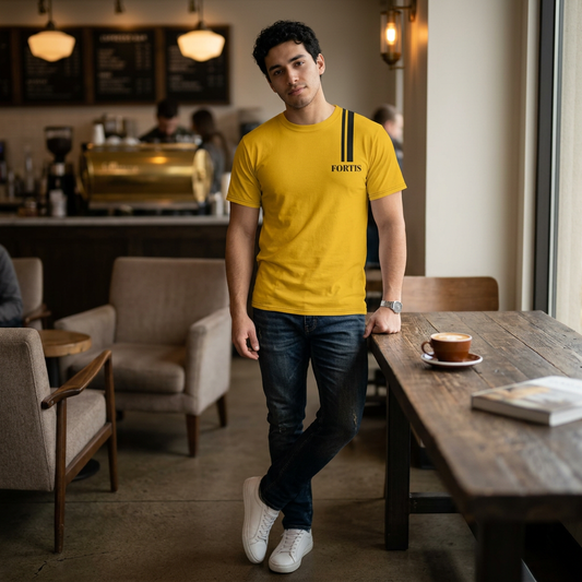 Fortis Stripe Tee — Yellow Athletic Cut & Sew T‑Shirt
