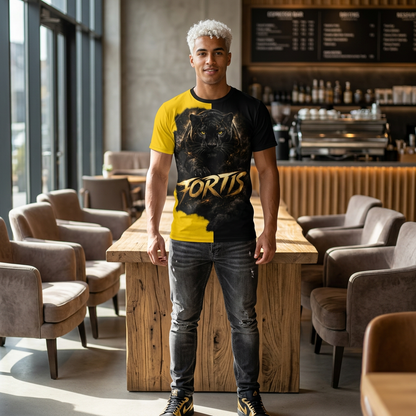 Fortis Panther Tee — Bold Black & Gold Graphic T‑Shirt