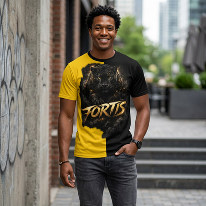 Fortis Panther Tee — Bold Black & Gold Graphic T‑Shirt
