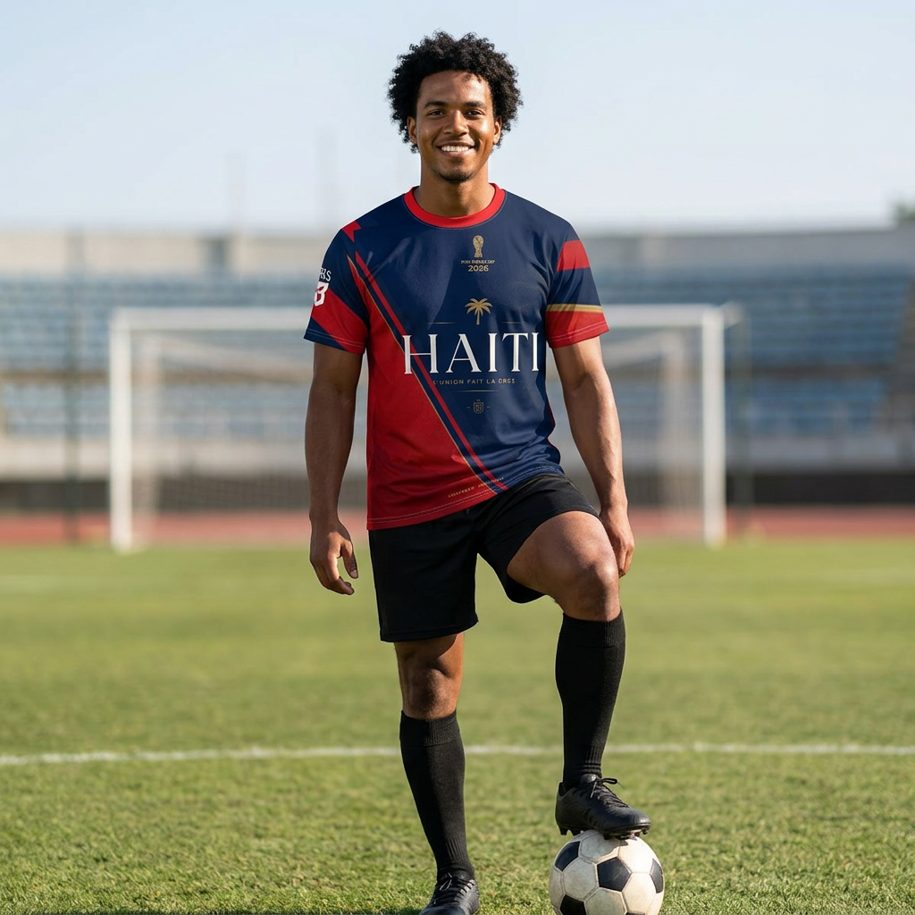 Haiti World Cup 2026 Fan Tee — Patriotic Red & Navy Soccer Shirt