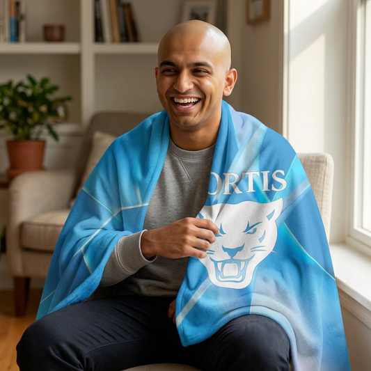Fortis Cougar Sherpa Blanket — Cozy Blue Fleece Throw for Game Days & Dorms