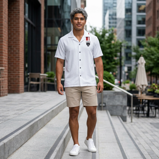 Men's Hawaiian Camp Shirt – Classic White Camp Collar Button-Up