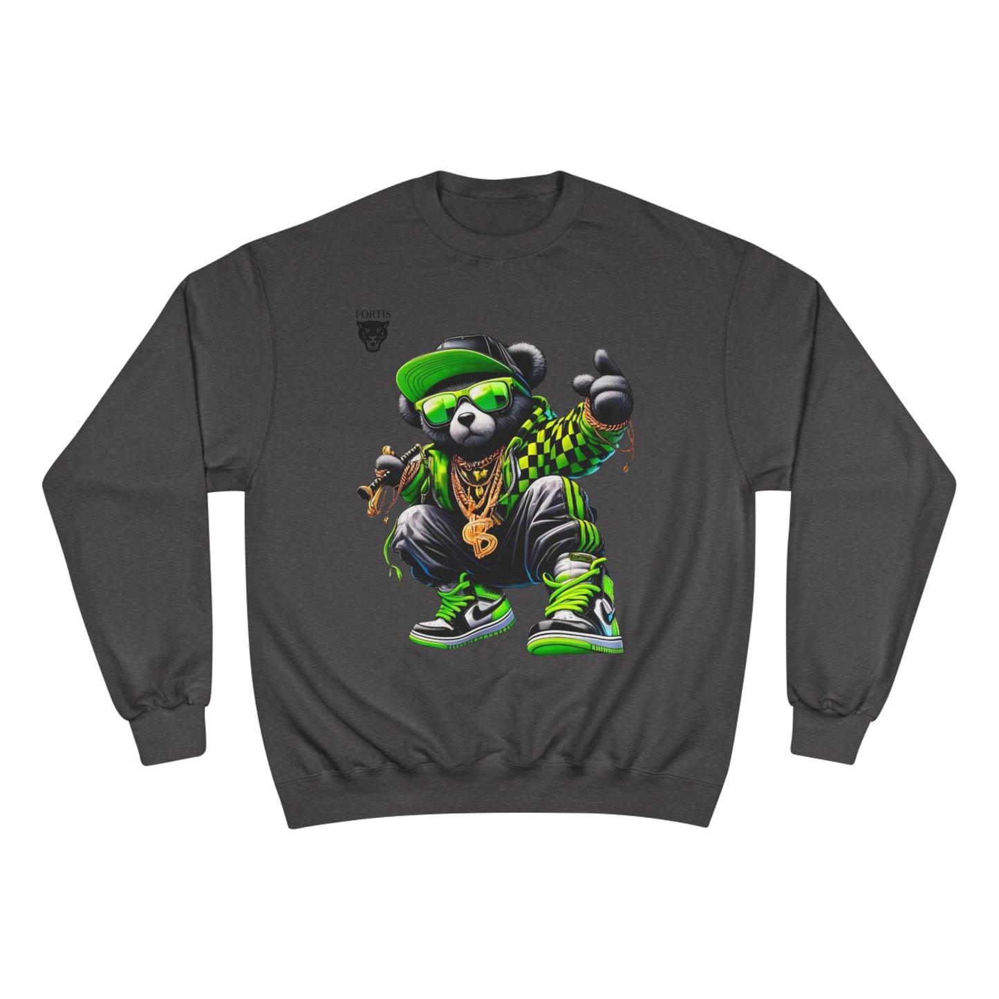 Hip Hop Bear Champion Sweatshirt — Streetwear Crewneck with ‘Champion’ Style Graphic