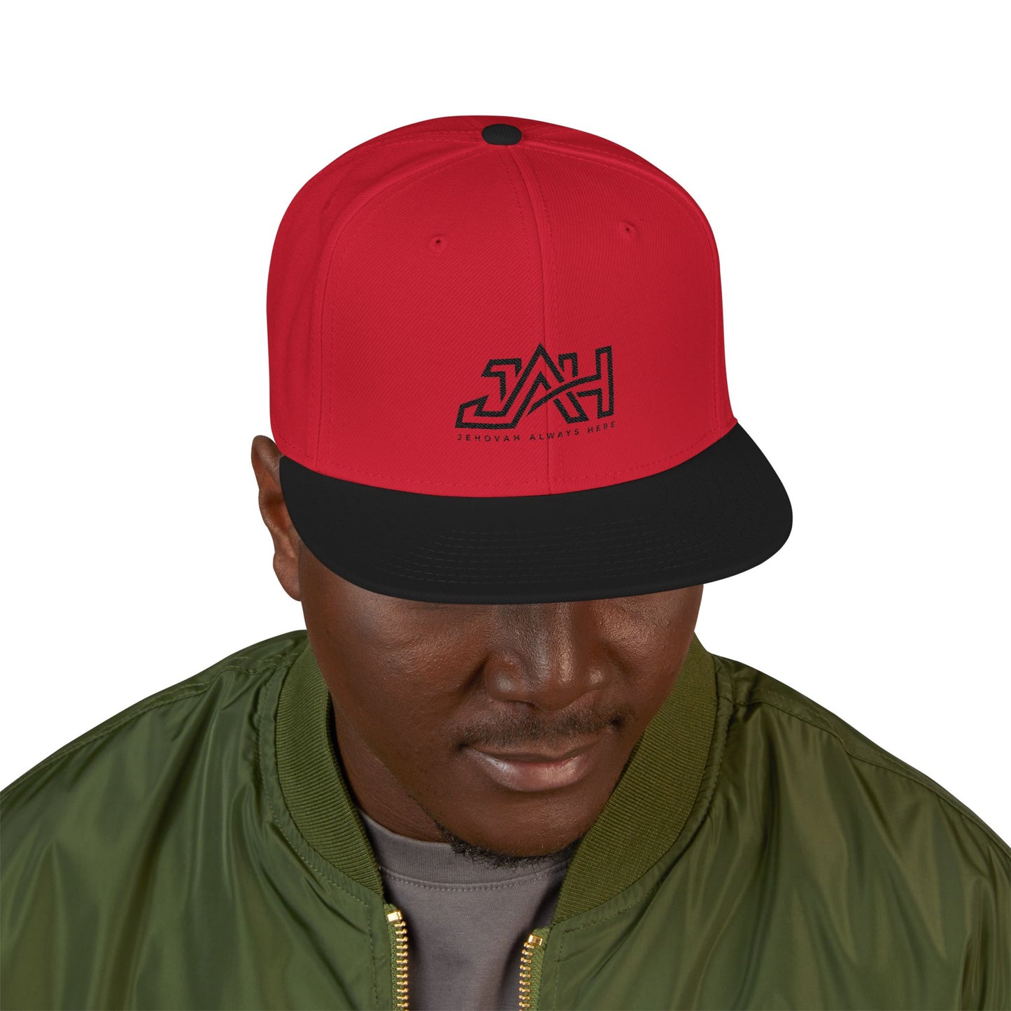 Embroidered Red & Black Snapback Hat – AH Logo Streetwear Cap