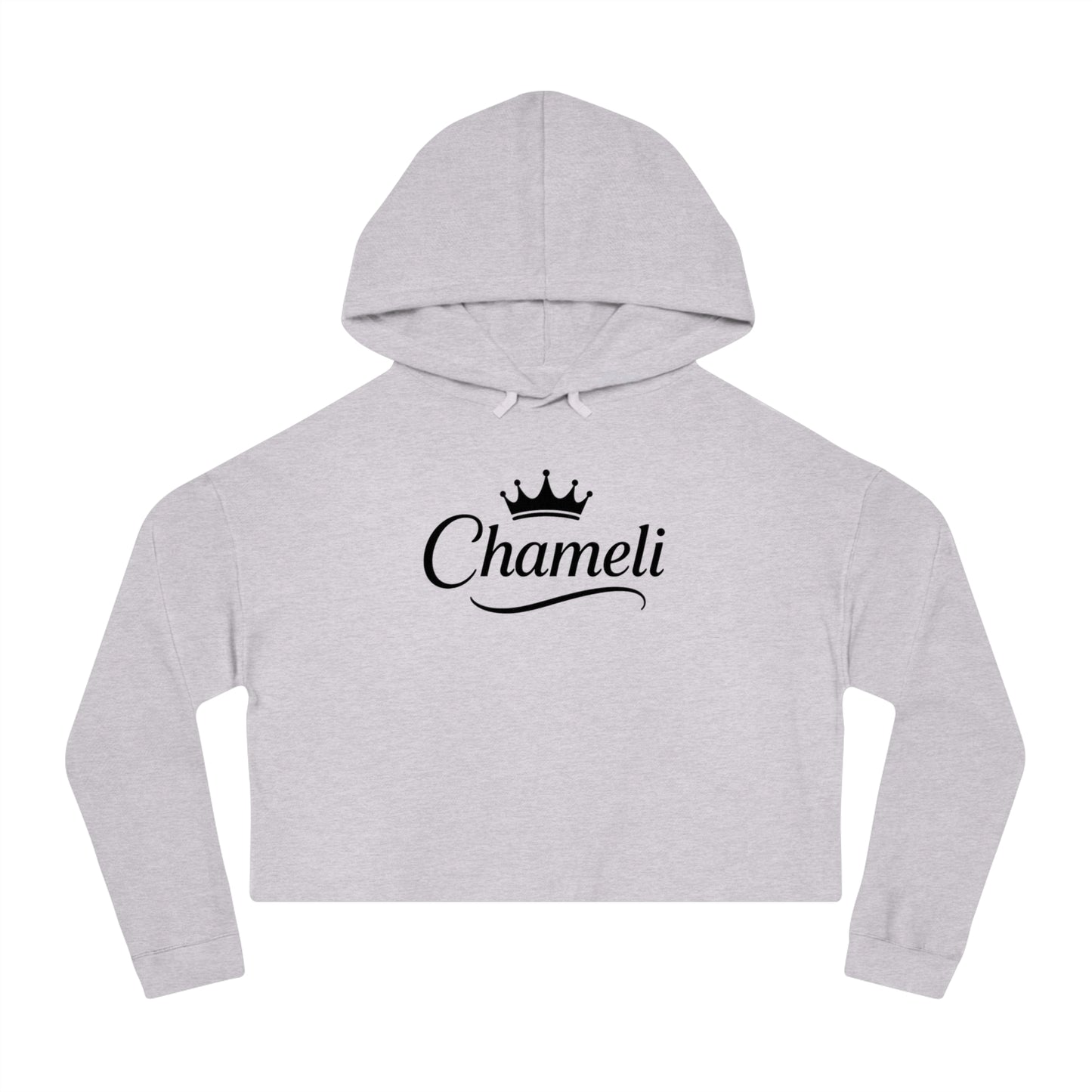 Cropped Hoodie — "Chameli" Script Crown Logo Women’s Hooded Sweatshirt