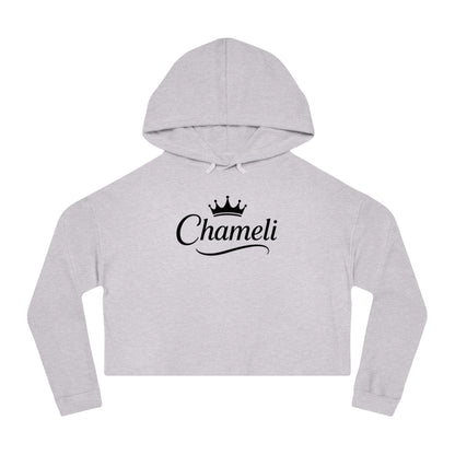 Cropped Hoodie — "Chameli" Script Crown Logo Women’s Hooded Sweatshirt