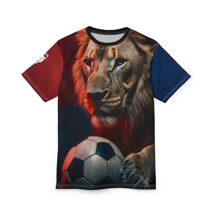 Lion Soccer Tee – Bold Football Lion Graphic All-Over Print Shirt