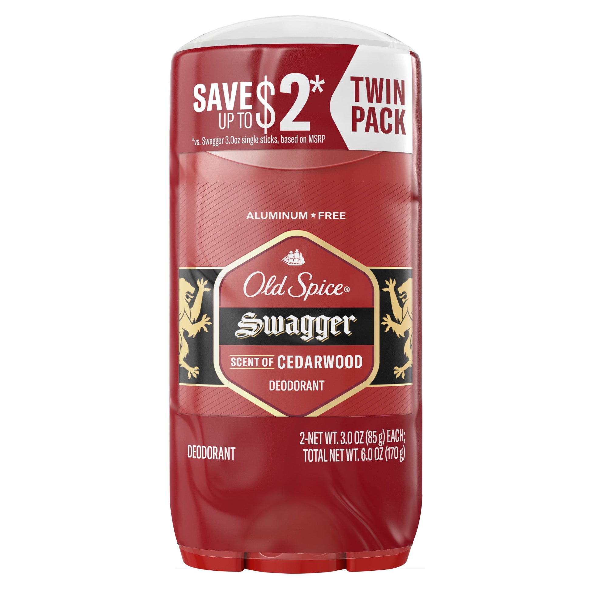 Deodorant for Men, Aluminum-Free, Swagger, 3.0 Oz, Pack of 2