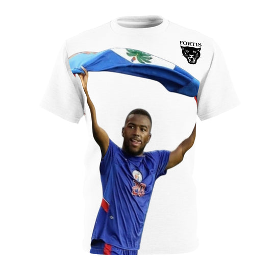 Haiti Soccer Fan Tee – Player Celebrating with Haitian Flag