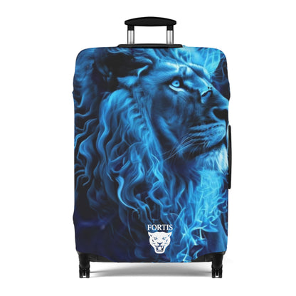 Blue Fire Lion Luggage Cover – Protective Suitcase Skin with Bold Lion Artwork