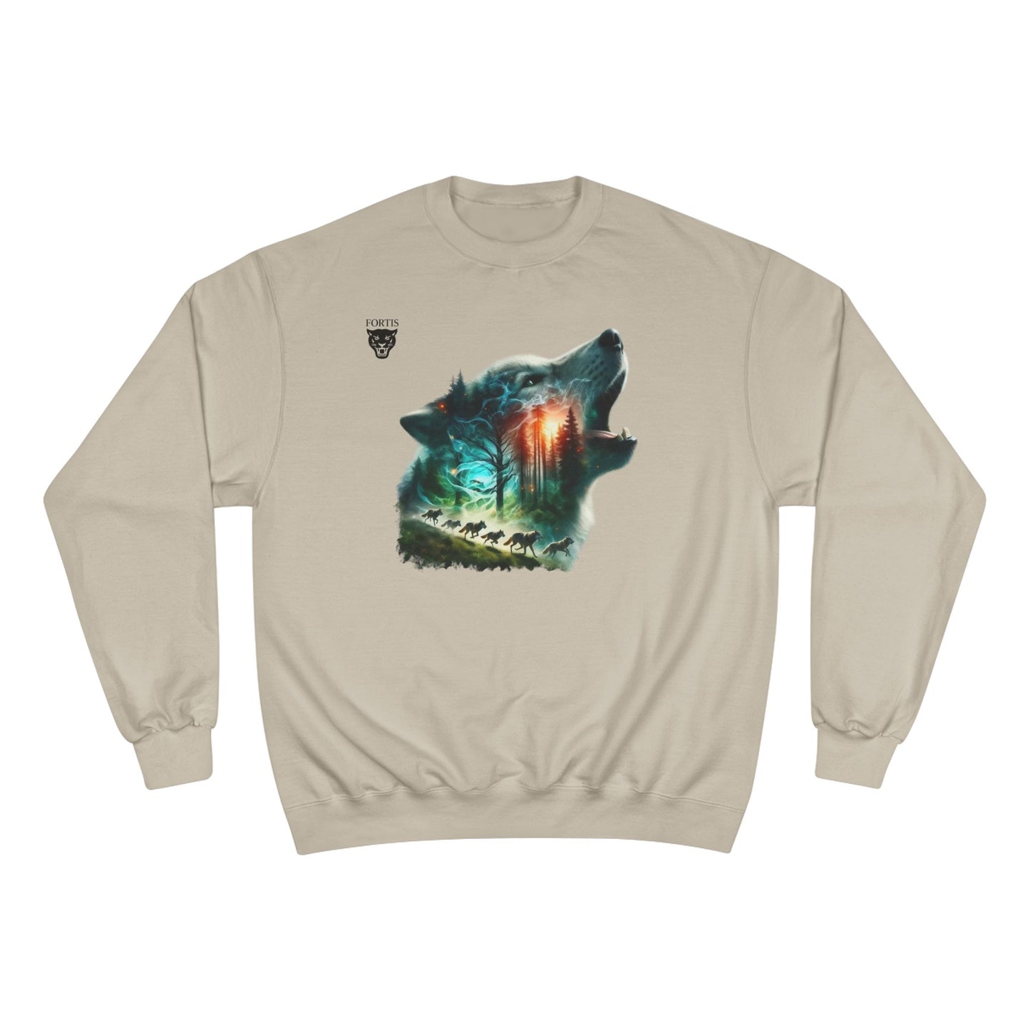 Wolf Silhouette Sweatshirt - Forest Night Nature Scene Crewneck