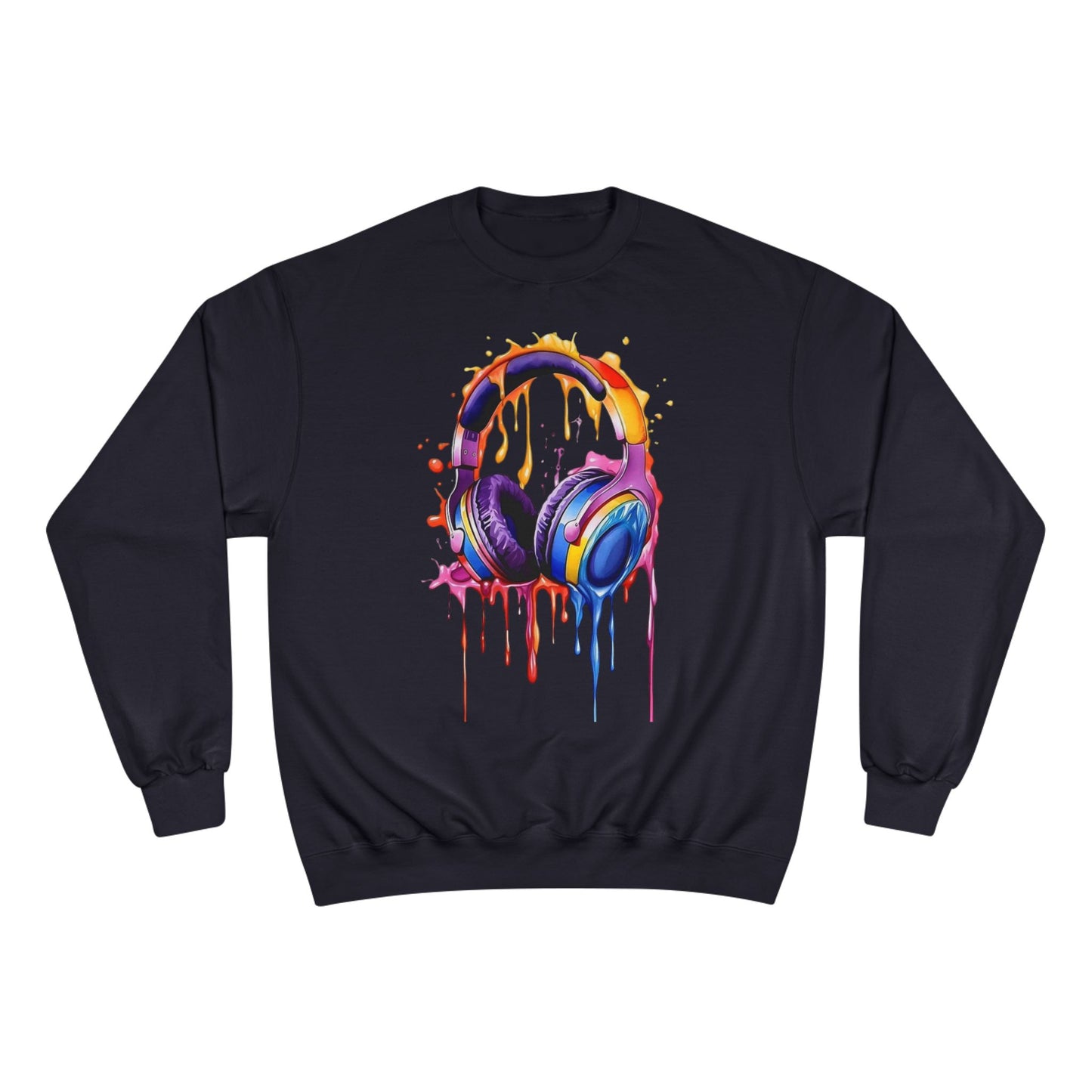 Headphone Drip Sweatshirt — Colorful Paint-Drip Music Crewneck