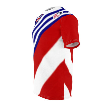 American Flag All-Over Print Tee — USA Soccer Shield & Stars Stripes