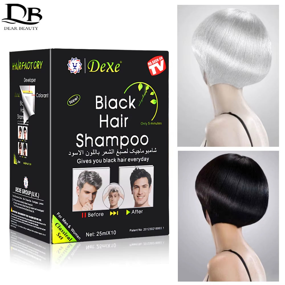 250ML Black Hair Shampoo for Men Women 5 Minutes Fast Become Black Hair Dye Herb Natural Hair Care Restore Colorant Shampoo