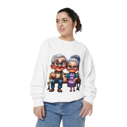 Grandparents Sitting on Bench Cute Couple Sweatshirt