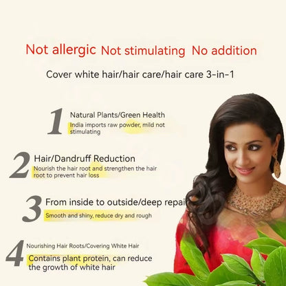 Natural Pure Plant Henna Powder Hair Dye to Cover White Hair Nourishing and Haircare Brown Black Indigo Powder Original