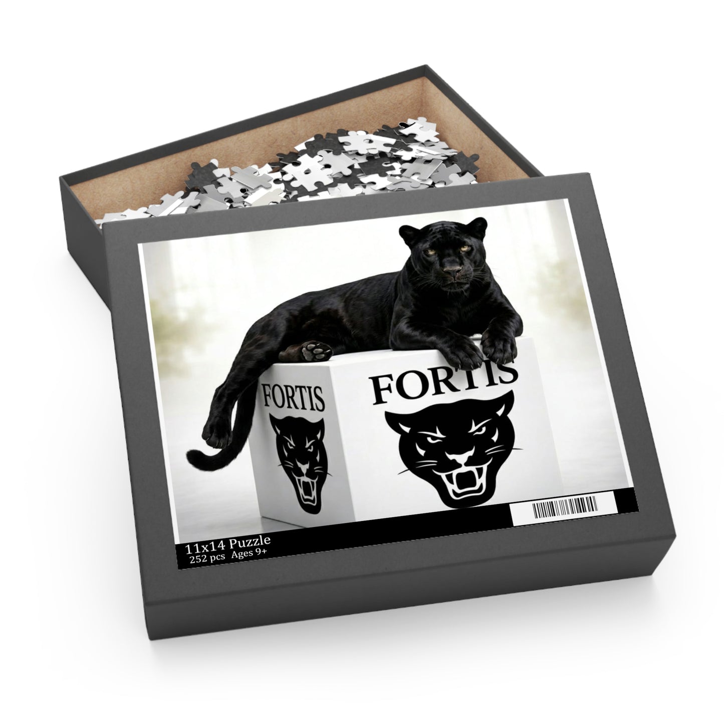 Panther Logo Puzzle — Black Panther on Fortis Box (120/252/500-Piece)