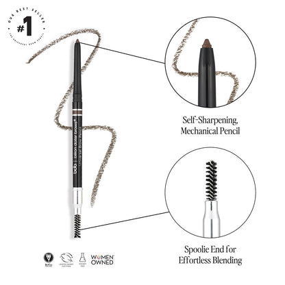 Universal Eyebrow Pencil – Dual-Ended Design with Precision Tip & Spoolie, Matte Finish, Waterproof, Easy to Use, Vegan & Cruelty-Free for Perfectly Defined Brows