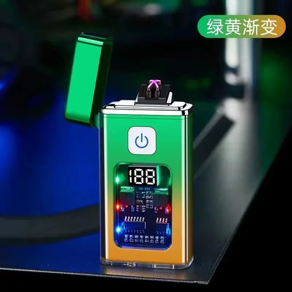 Stylish USB Rechargeable Electric Lighter Cool Windproof Dual ARC Plasma Lighters for Men Outdoor Camping Gadgets Fire Starter
