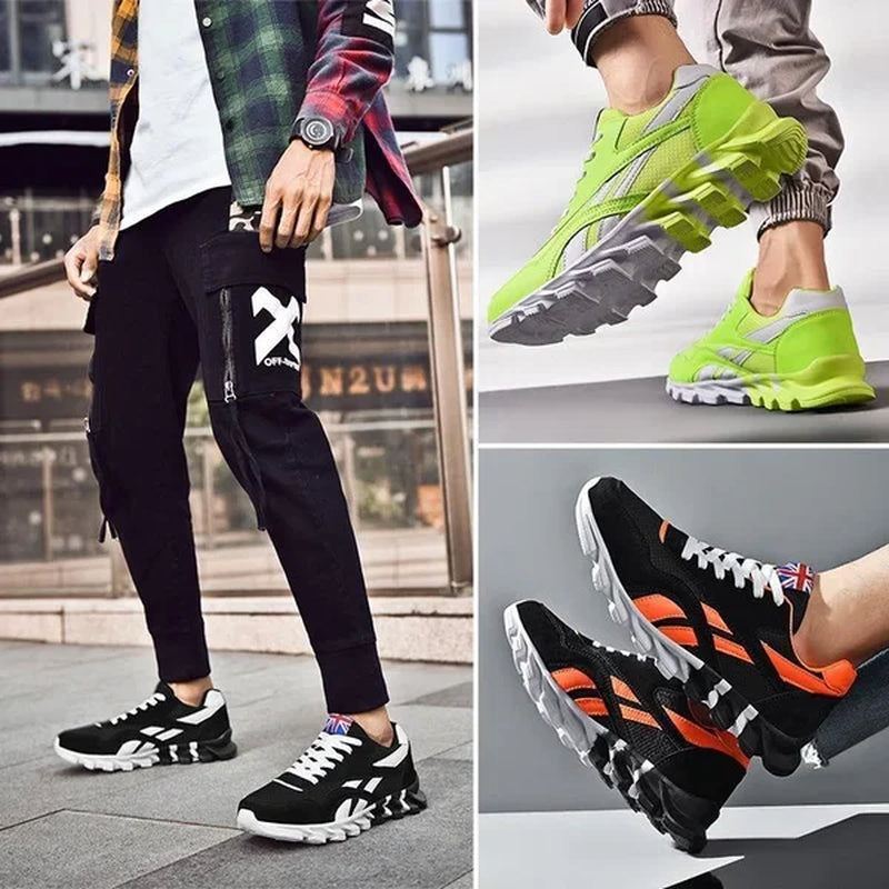 Men'S and Women'S Fashion Blade Breathable Knitted Casual Shoes Sports Running Shoes anti Slip Tennis Shoes 2024 New Edition
