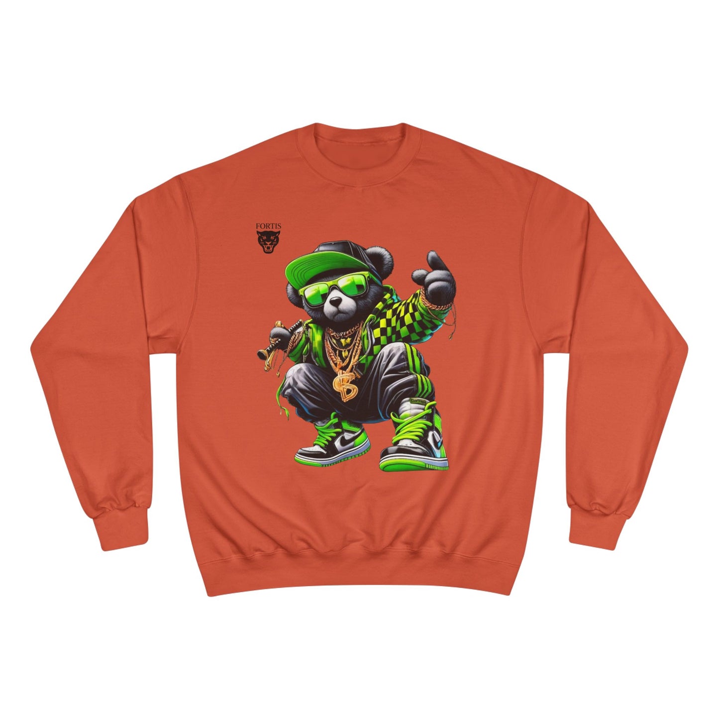 Hip Hop Bear Champion Sweatshirt — Streetwear Crewneck with ‘Champion’ Style Graphic