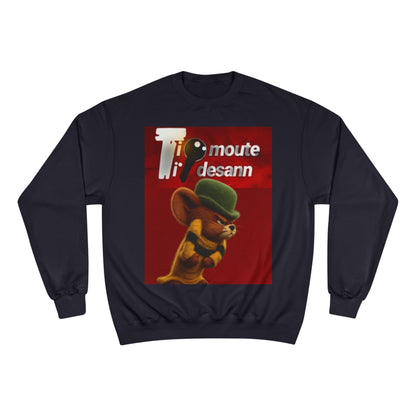 Sweatshirt — Retro Cartoon Mouse "T' moute desann" Graphic Crewneck