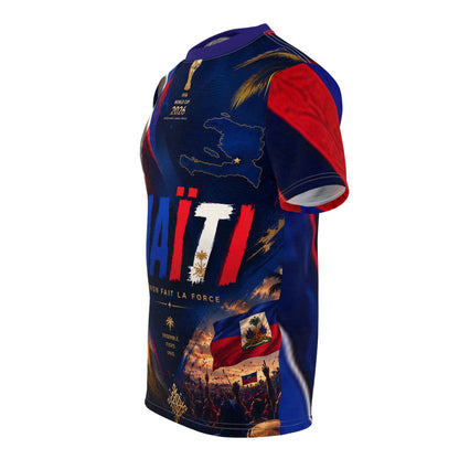 Haiti All-Over Print Tee — 'Haïti' Patriotic Soccer World Cup 2026 Design