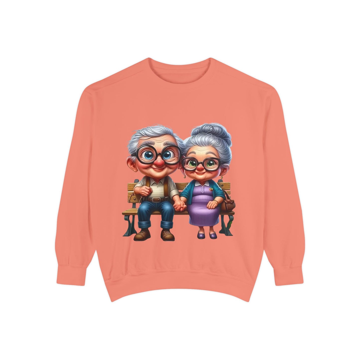 Grandparents Sitting on Bench Cute Couple Sweatshirt