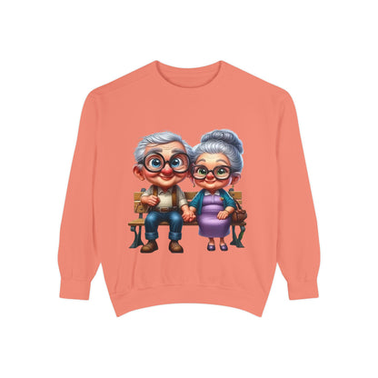 Grandparents Sitting on Bench Cute Couple Sweatshirt