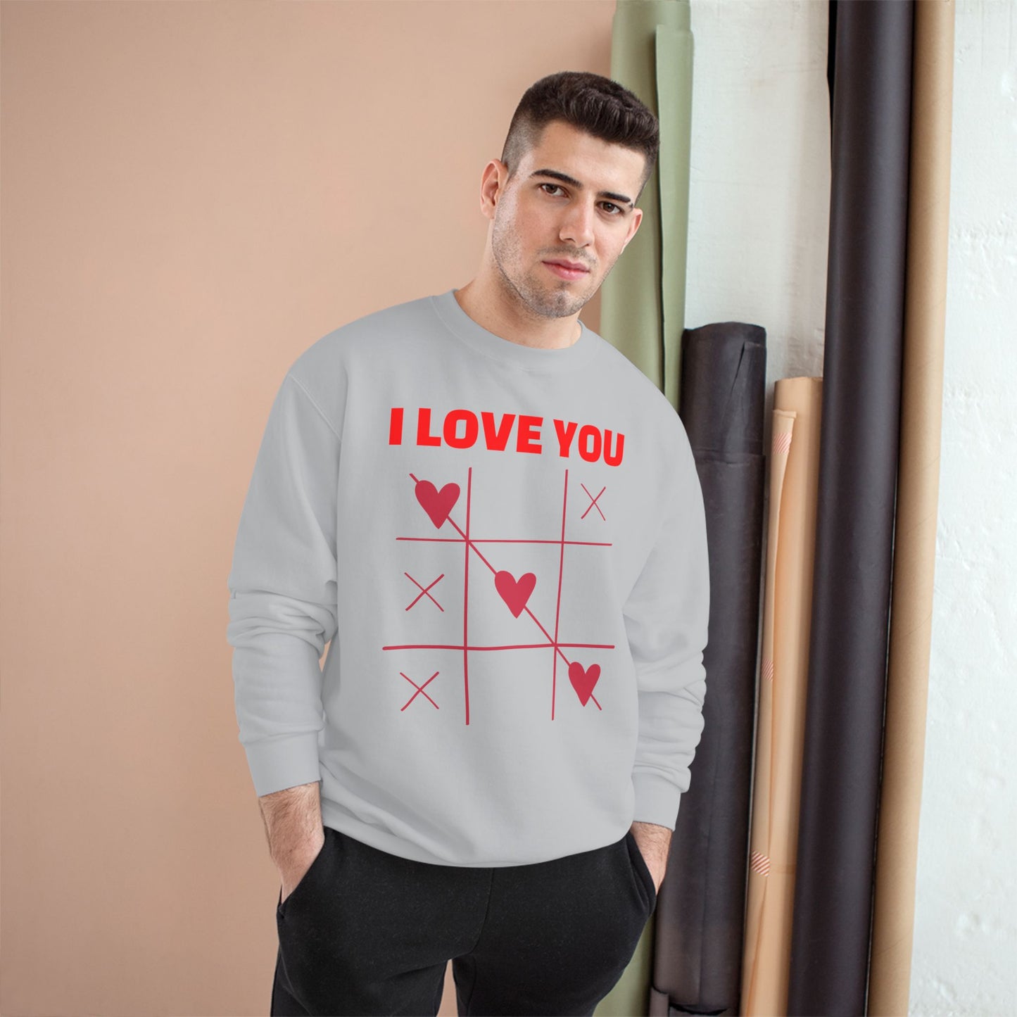 I Love You Tic-Tac-Toe Sweatshirt — Valentine's Heart Game Crewneck
