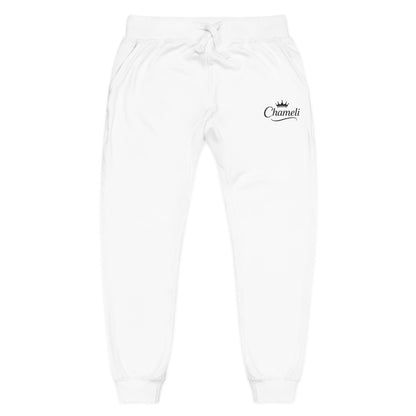Embroidered 'Channel' Fleece Sweatpants — Cozy Casual Joggers