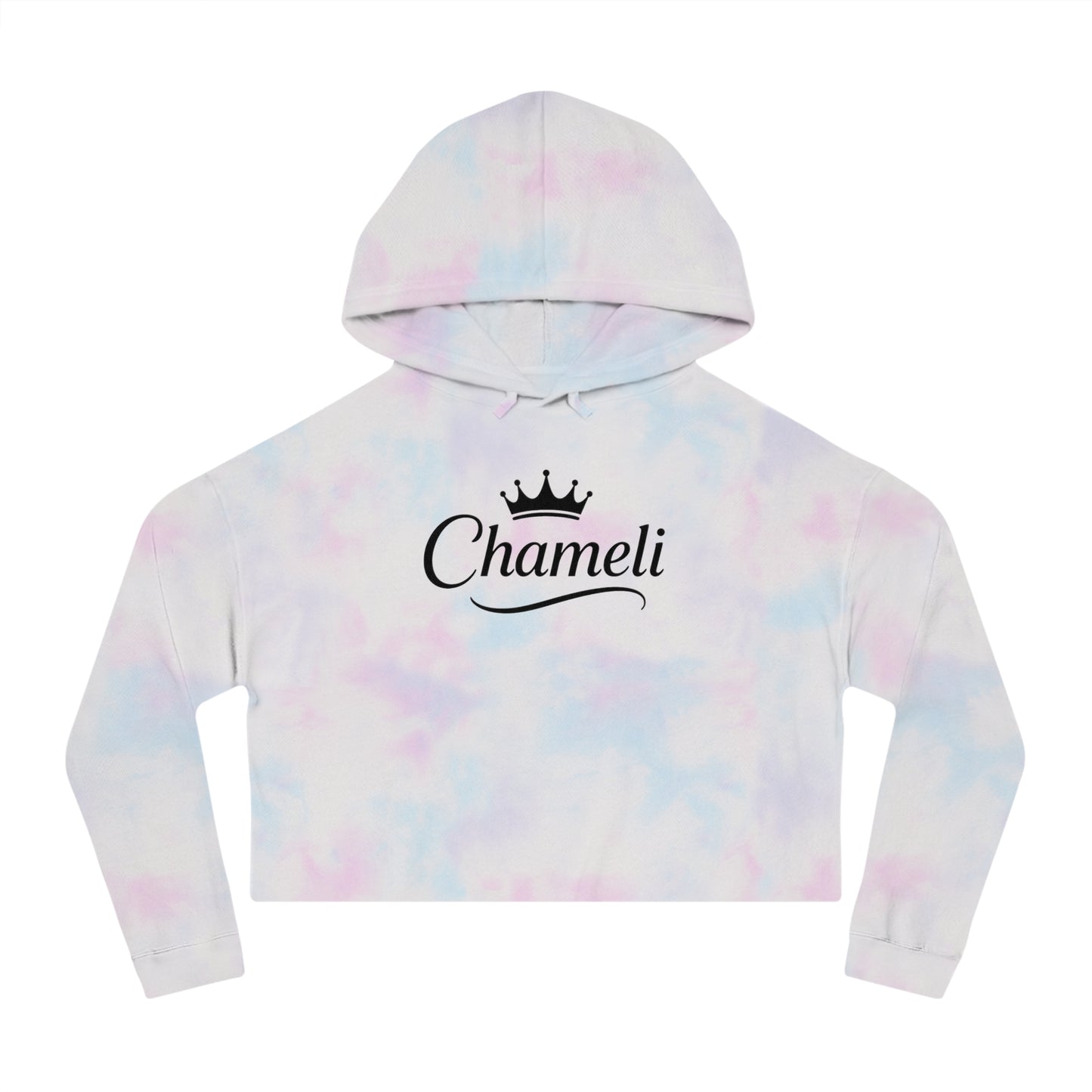 Cropped Hoodie — "Chameli" Script Crown Logo Women’s Hooded Sweatshirt