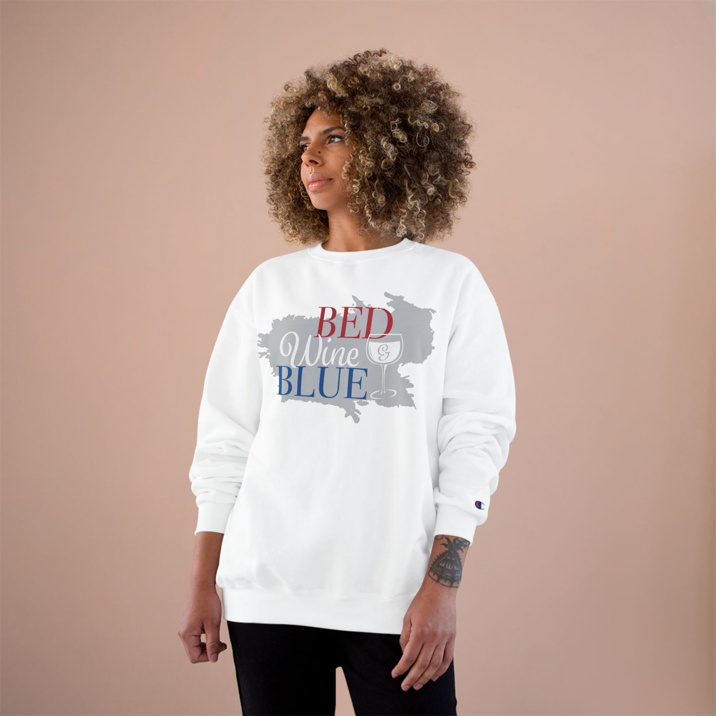 Red White & Wine Sweatshirt — Bed Wine Blue Graphic Crewneck