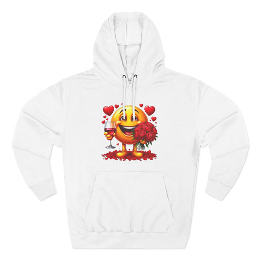 Valentine Emoji Hoodie – Rose, Wine & Hearts Fleece Pullover